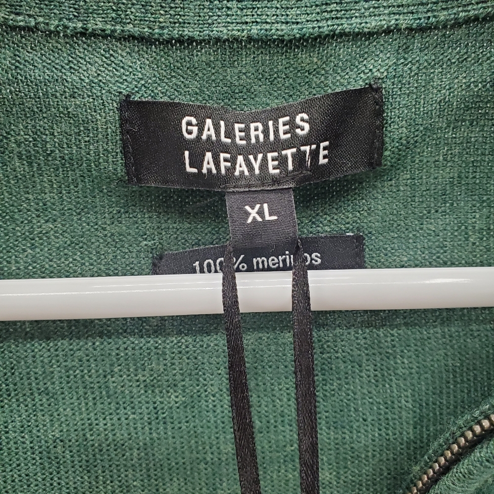 Galeries Lafayette Merino Wool Sweater Mens Size Xl Green 1/4 Zip Nwt — image 2 of 8